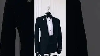 A Charcoal Black, Square Patterned jacquard shawl lapel tuxedo suit