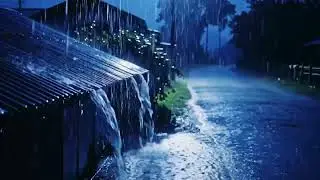 Midnight Rural ASMR: Relentless Heavy Rain Falling Over Quiet Fields and Sleeping Homes 42