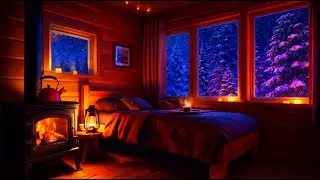 Cozy Winter Bedroom ❄️ Fireplace & Soft Piano | Snowy Night Ambience for Deep Sleep (10 Hours)