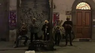 The Old Florence Jazz Band busking outside the Duomo in Florence, Italy. April 22, 2023.