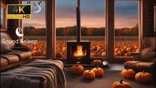 12 Hours | Cozy Autumn Living Room Thanksgiving Ambience | Crackling Fireplace | Rain on the Windows