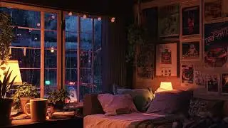 Peaceful Rainy Night in a Warm Bedroom 🌧️ Nostalgic Sleep Ambience for Calm Minds