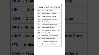 full form of NCC, NSS, ISS, USA, UK, CSE, NRI, CISF, abbreviations #shorts #fullform #abbreviation