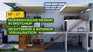 Ep - 17 Modern House Design in SketchUp | 3D Exterior & Interior Visualization-06 #viral #trending