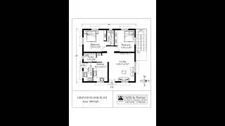 30x30 house design / east facing building plan / 2 bedroom house design / low budget building plan