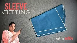 Easy Sleeve Cutting | How to cut sleeves for kurti, blouse or any dress. Baju cutting.