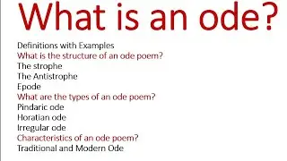 Ode II Literary Term/Form II Definition in Hindi II Pindaric Ode II Horatian Ode II Irregular Ode