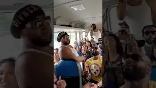 Chuck Givner and Dar's Wedding group party on the bus in Jamaica #meekmills #partybus #michaelgdixon