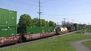UP 5610 Leads A Stack Train @ Old Town Tacoma, WA w Canon HF11