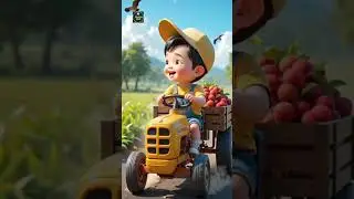 Cute Baby Driving Tractor full Of Lychee ❤️ #babyshorts #ytshorts #viral #ai #fruits