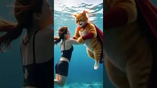 The Guardian of the Shore 🐱💫 | Heroic Humanoid Cat Saves a Life on the Beach 🌊 #shorts  #cat #hero