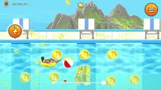 The Uphill Rush 8 game series race down slides in the waterpark