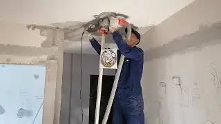Шлифовка бетонного потолка алмазной чашей.