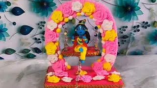 DIY Krishna Idol | Air Dry Clay Krishna Ji on Swing | Handmade Clay Art #claycrafts #viralvideo 
