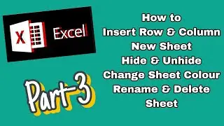 Part-3 | Insert Row & Column, Insert Sheet, hide & Unhide, Change Sheet Color , Rename and Delete