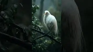 Pure white bird in gentle rain 🤍🌧️#shorts #birds