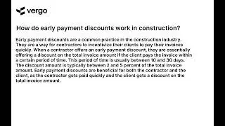 Construction Early Payment Discounts Explained