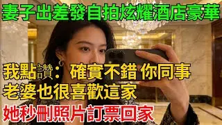 妻子出差發自拍炫耀酒店豪華，我點讚回覆：“確實不錯，你同事的老婆也很喜歡這家”，她秒刪照片訂票回家【反轉情緣】#婚姻反转#冷静复仇#情感故事#夫妻#都市情感#职场情缘#短篇故事