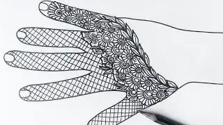 Elegant Floral Mesh Mehndi Sketch | Simple Back Hand Pencil Art Design
