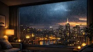 Night Rain Window View for Deep Sleep | 8 Hours Rain Sounds for Relaxation & Anxiety Relief 