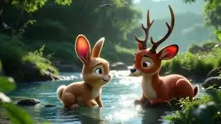खरगोश और हिरण अपने दोस्त को बचाते हैं | Jungle Adventure | hindi story kahani | #aivideo #story