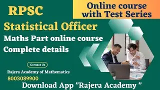 RPSC Statistical Officer Mathematics part Online Course and Test Series | SO Online Course Maths