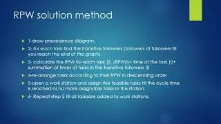 Ranked positional weight method for assembly line balancing (Heuristic method)