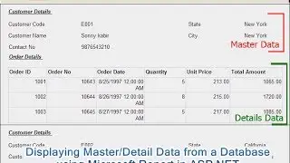 Displaying Master/Detail Data from a Database using Microsoft Report(.rdlc) in ASP.NET