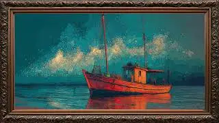 Boat on the water | Free 4K Screensaver | Frame TV ART | Golden Framed TV Art | 4K wallpaper