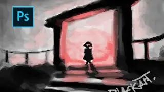 Digital painting - Creepy  girl - concept art by Photoshop || BLACK ART