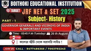 🎯 JRF NET SET History 2025 | GOVERNOR-GENERALS AND VICEROYS OF INDIA & IMPORTANT EVENTS | Live Class