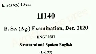 Structural and Spoken English Question paper|| previous year 2020 Question paper||#Agriculture paper