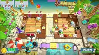 Overcooked 2. [Former WR] Surf 'n' Turf 1-3 | 4 players online coop 4 stars | Score: 2964