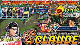 EPIC GAMEPLAY CLAUDE - INDONESIA NO.1 Claude WinRate 92.1%  | By King Branz | Mobile Legends