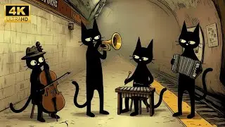 Black Cats Moonlit Balcony Rain Jazz &mdash; The Most Relaxing Deep Bass for Work & Reading &mdash; Soft Glow