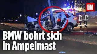 BMW SUV rast frontal in Ampel und wird fast gespalten |&nbsp;Horror-Crash in Berlin