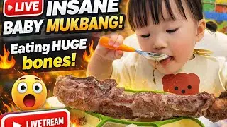 LIVE: Baby Eats HUGE Meat Like a Pro 😱