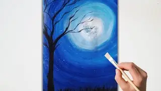 Moonlight painting easy// Acrylic painting for beginners//mahima art Life