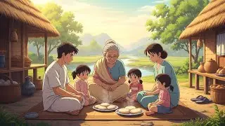 গ্রামের সকালের পিঠা আর নদীর শান্ত জীবন  Ghibli Style Cozy Family Morning  Slow Living