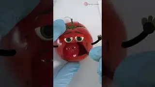 Tomato C-Section - A Healthy Boy 😱🍅  #fruitsurgery #shorts  #animation #foodsurgery #cute #baby