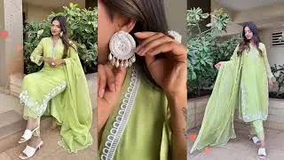 Mint green Pakistani suit georgette Lucknowi chikan work kurta set