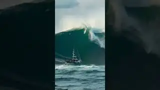 Can This Small Boat Survive a Massive Wave? #ship #scaryocen #bigwaves