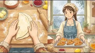 Baking Croissants in a Rainy French Cottage 🌧️ 🥐 | Ghibli Style ASMR