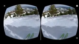 Skiing down steep slopes VR box 360