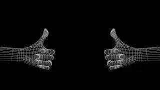 Fingers 3D animation. Hand 3D animation. Wrist animation. Mesh texture. Grid texture. Thumbs up 3D.