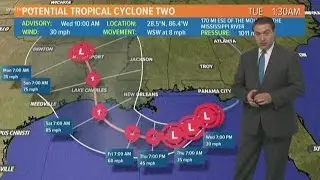 Potential Tropical Storm Barry forecast track (10AM Wednesday)