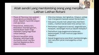 Rm. Sunu SJ. 21 Jan 2026. Latihan Rohani untuk Mengembangkan Martabat Manusia dan Seluruh Ciptaan.