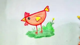 Amazing Trick to Draw a Chicken Easily | Half Circle Drawing