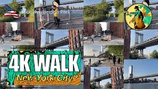 [4K] NYC Walk through Brooklyn Bridge Park - New York City, USA 🇺🇸 - Summertime Golden Hour