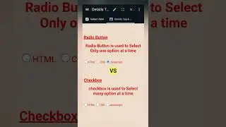 Radio Button🔘 VS Checkbox✅ in HTML #radiobutton #checkbox #html